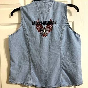 Ladies Denim Harley Davidson button down tank